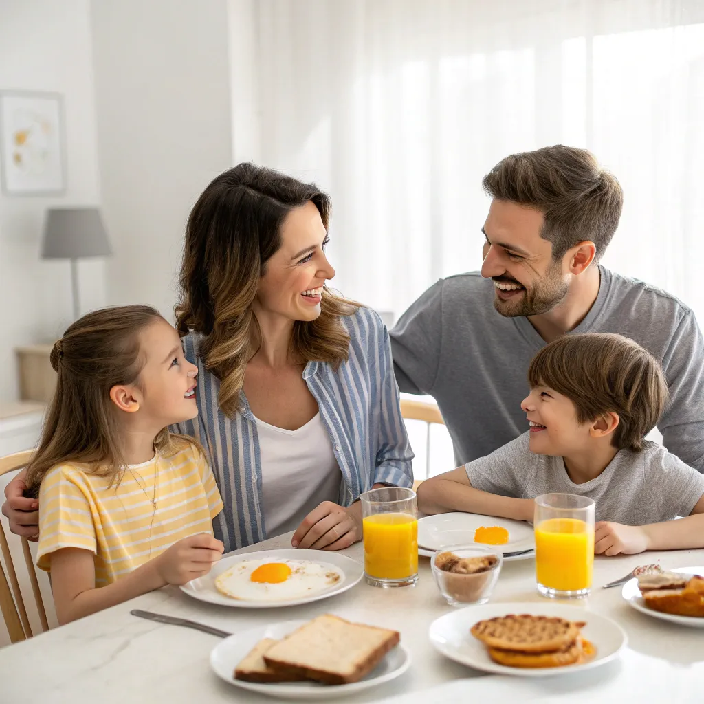 Image of a family enjoying breakfast together